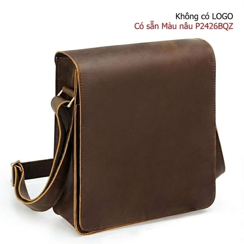Túi Đeo Chéo Nam Da Bò Vintage Thời Trang, Túi Đựng Ipad, Túi Đeo Vai Thường Ngày, Túi Da Bò Lớn Màu Nâu