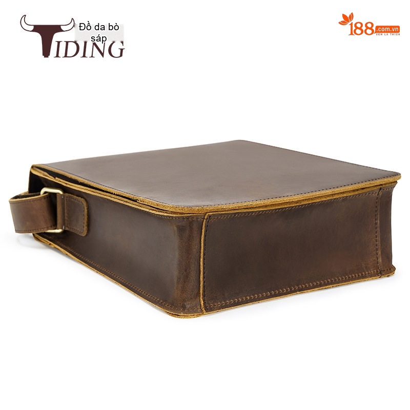 Túi Đeo Chéo Nam Da Bò Vintage Thời Trang, Túi Đựng Ipad, Túi Đeo Vai Thường Ngày, Túi Da Bò Lớn Màu Nâu
