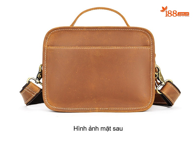 Túi Đeo Chéo Nam Da Thật Da Bò Lớp Đầu Tiên Sức Chứa Lớn Màu Nâu Đậm, Nâu Vàng chi tiết 17