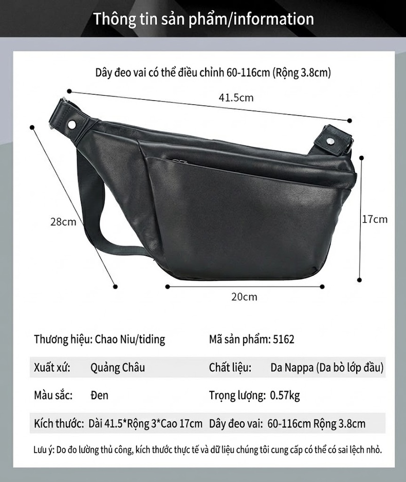 Túi Đeo Chéo Nam Da Thật Đa Năng Đựng iPad Phong Cách Thể Thao Đường Phố chi tiết 2