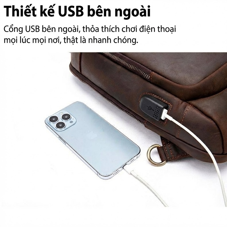 Túi Đeo Chéo Nam Da Thật Đa Năng Phong Cách Thời Trang Màu Nâu