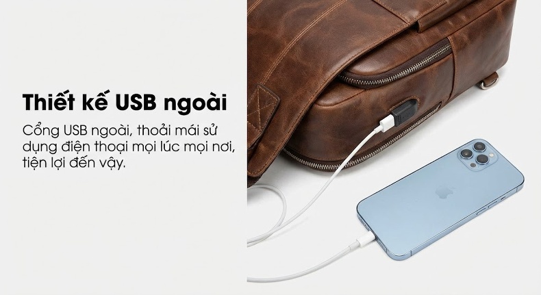 Túi Đeo Chéo Nam Da Thật Đa Năng Phong Cách Thời Trang Màu Nâu chi tiết 6