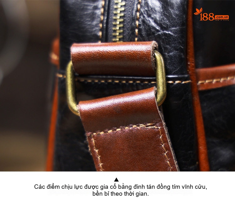Túi Đeo Chéo Nam Da Thật Đầu Bò, Túi Đựng Điện Thoại, Túi Du Lịch Màu Đen, Nâu chi tiết 14