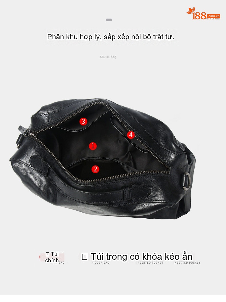Túi Đeo Chéo Nam Da Thật Đầu Lớp Thực Vật Túi Đeo Vai Nam Kiểu Dáng Công Sở Màu Đen chi tiết 20