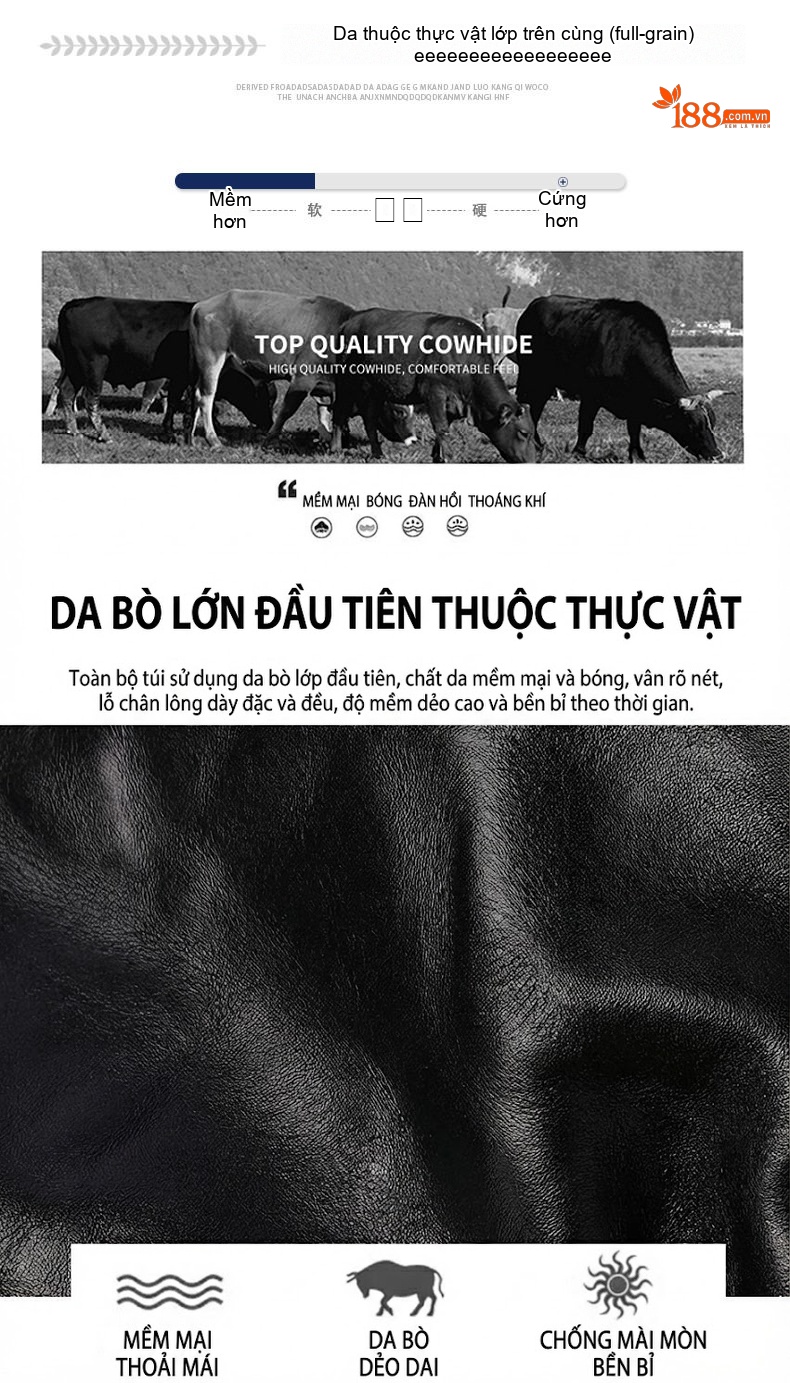 Túi Đeo Chéo Nam Da Thật Đầu Lớp Thực Vật Túi Đeo Vai Nam Kiểu Dáng Công Sở Màu Đen chi tiết 13