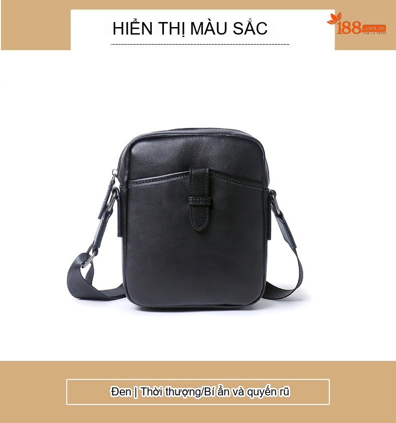 Túi Đeo Chéo Nam Da Thật Đơn Giản Phong Cách Hàn Quốc Màu Đen chi tiết 10