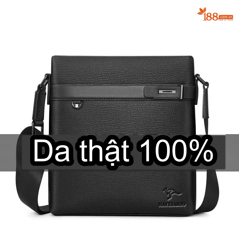 Túi Đeo Chéo Nam Da Thật Đựng Ipad Khóa Cài Phong Cách Retro Màu Nâu Đậm chi tiết 5