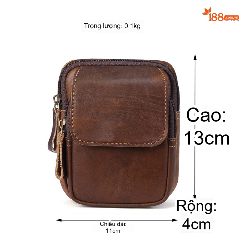 Túi Đeo Chéo Nam Da Thật Đựng Ipad Mini Phong Cách Casual Màu Nâu chi tiết 1