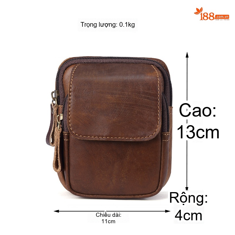 Túi Đeo Chéo Nam Da Thật Đựng Ipad Mini Phong Cách Casual Màu Nâu chi tiết 3