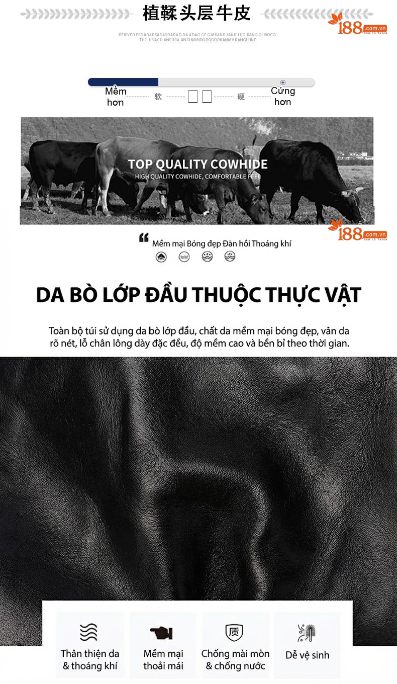 Túi Đeo Chéo Nam Da Thật Dung Tích Lớn Đựng Tài Liệu Màu Đen chi tiết 3