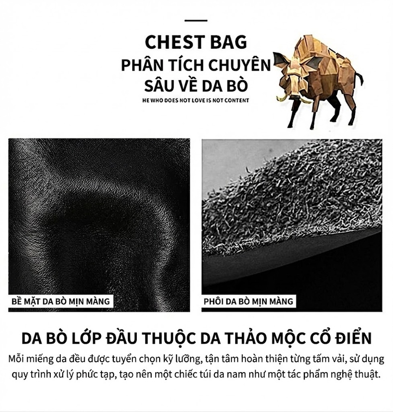 Túi Đeo Chéo Nam Da Thật Đựng Vừa Ipad Kiểu Dáng Vuông Màu Đen chi tiết 11