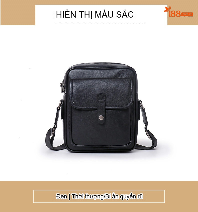 Túi Đeo Chéo Nam Da Thật Kiểu Dáng Hàn Quốc Công Sở Màu Đen chi tiết 9