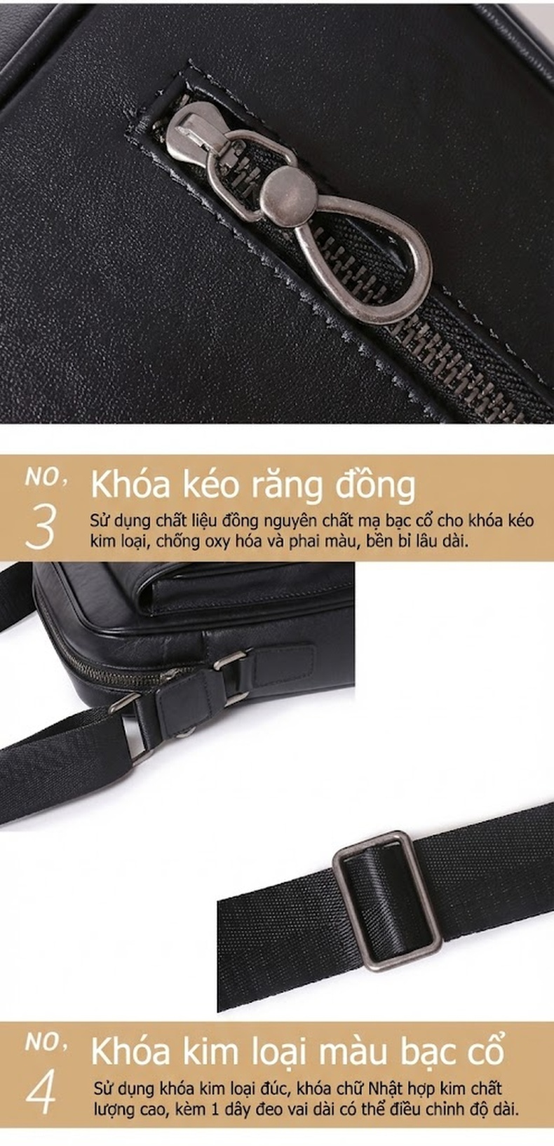 Túi Đeo Chéo Nam Da Thật Kiểu Dáng Hàn Quốc Công Sở Màu Đen chi tiết 14