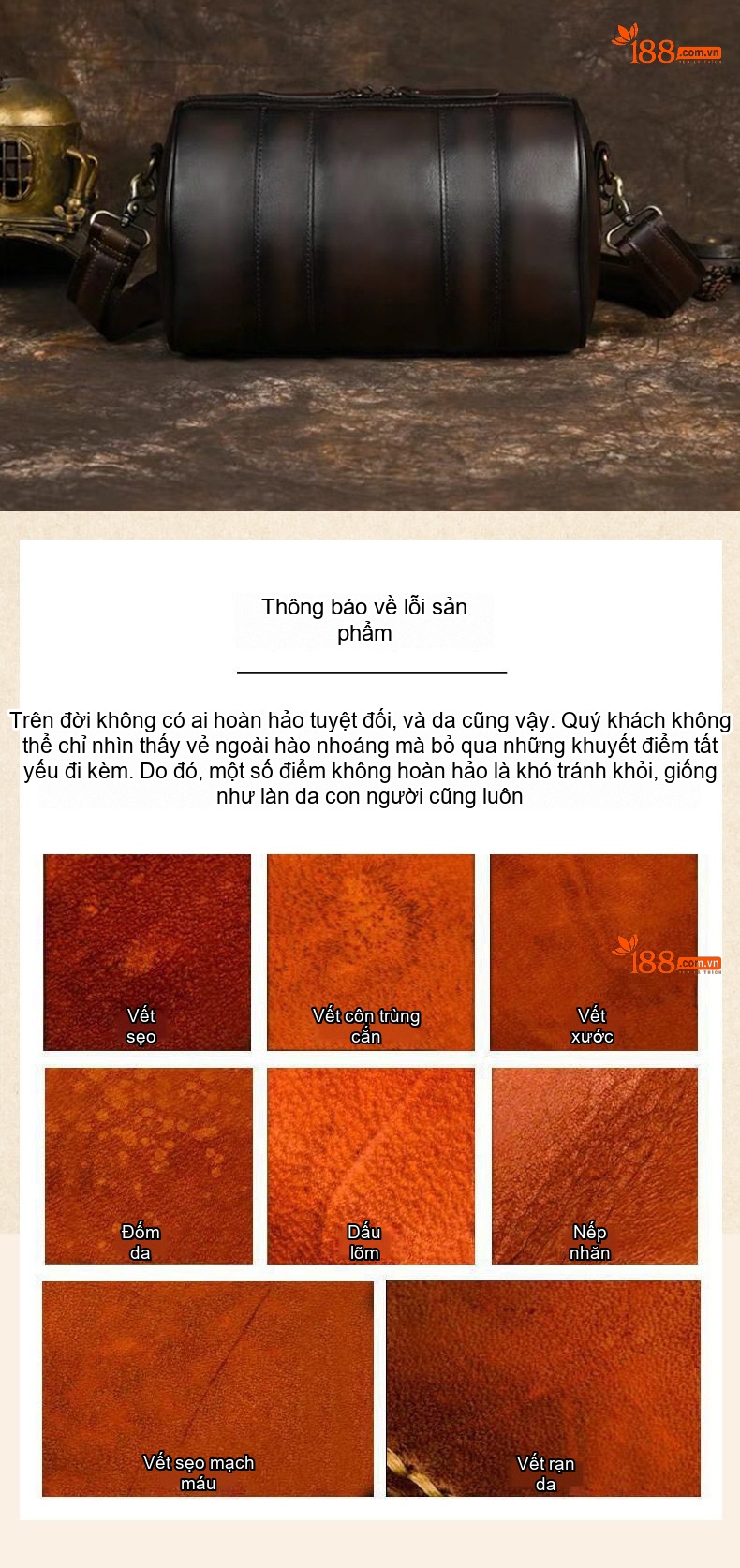 Túi Đeo Chéo Nam Da Thật Kiểu Dáng Trống, Túi Đeo Vai Mini Màu Đen chi tiết 16