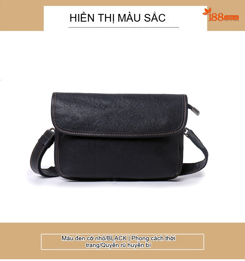Túi Đeo Chéo Nam Da Thật Kiểu Ngang Họa Tiết Hổ Đầu Màu Đen chi tiết 10
