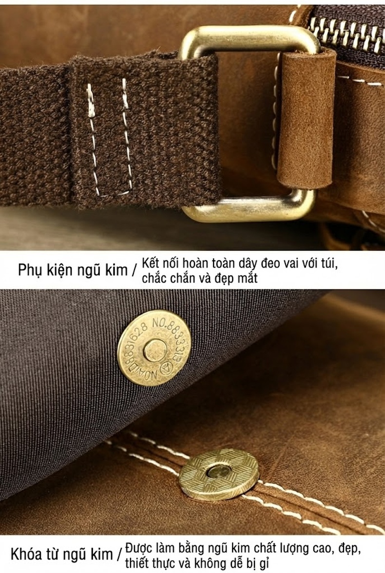 Túi Đeo Chéo Nam Da Thật MASIWEI Thời Trang Công Sở Màu Nâu chi tiết 25