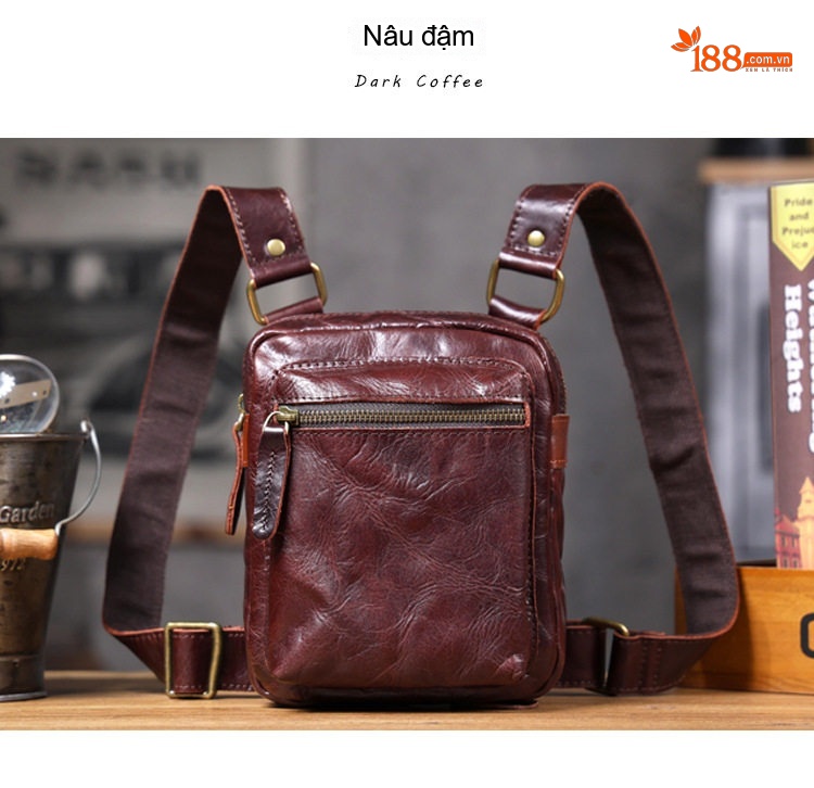 Túi Đeo Chéo Nam Da Thật Nhỏ Gọn Phong Cách Vintage Màu Đen chi tiết 19
