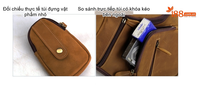 Túi Đeo Chéo Nam Da Thật Phong Cách Âu Mỹ Retro Dung Tích Lớn Màu Vàng Bò chi tiết 7