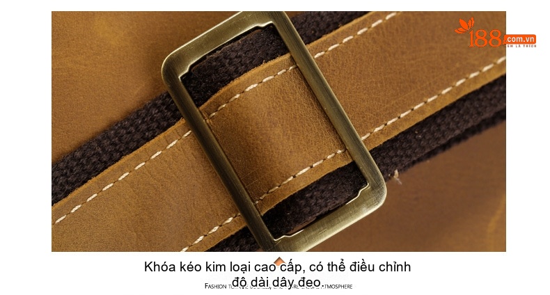 Túi Đeo Chéo Nam Da Thật Phong Cách Âu Mỹ Retro Dung Tích Lớn Màu Vàng Bò chi tiết 14