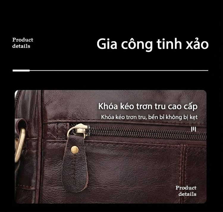 Túi Đeo Chéo Nam Da Thật Phong Cách Hàn Quốc, Nhật Bản Màu Nâu chi tiết 4