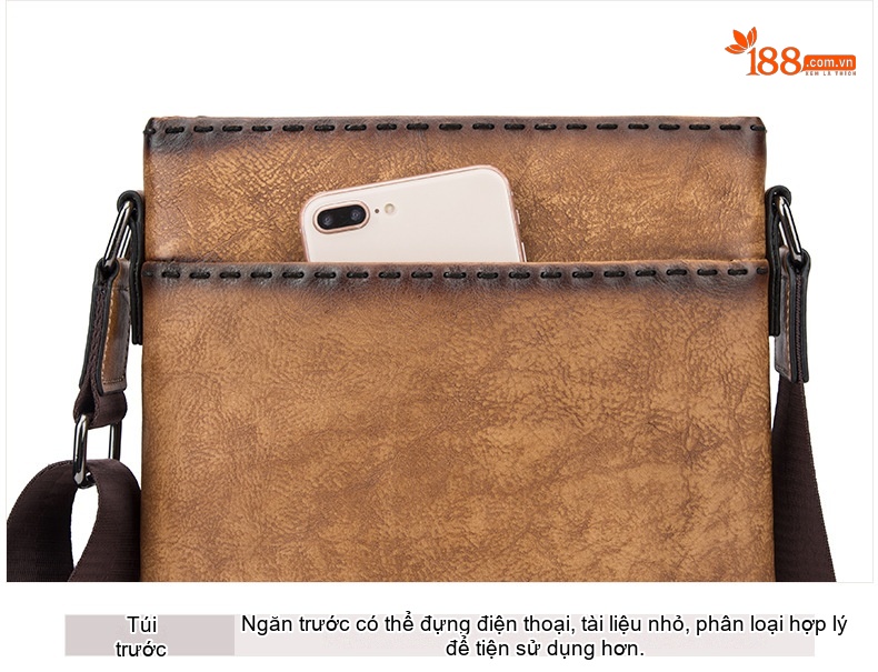 Túi Đeo Chéo Nam Da Thật Phong Cách Retro Âu Mỹ Màu Nâu chi tiết 17