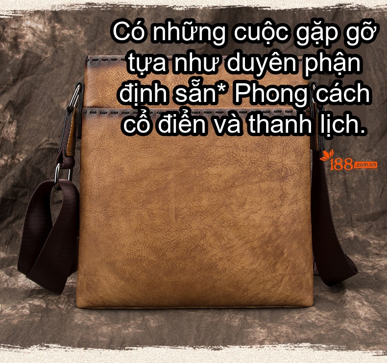 Túi Đeo Chéo Nam Da Thật Phong Cách Retro Âu Mỹ Màu Nâu chi tiết 1