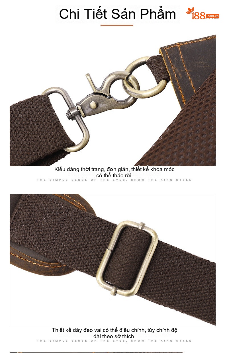 Túi Đeo Chéo Nam Da Thật Phong Cách Retro Đựng Điện Thoại Màu Nâu Vàng chi tiết 25