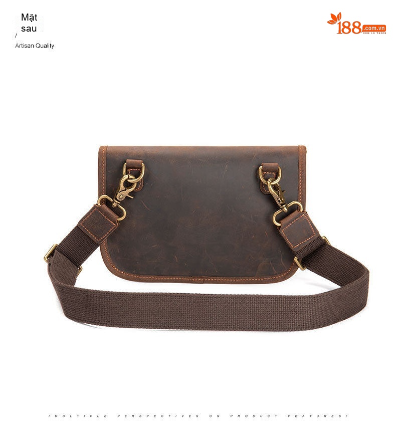 Túi Đeo Chéo Nam Da Thật Phong Cách Vintage, Túi Đựng Ipad, Túi Messenger Da Bò Màu Nâu chi tiết 15