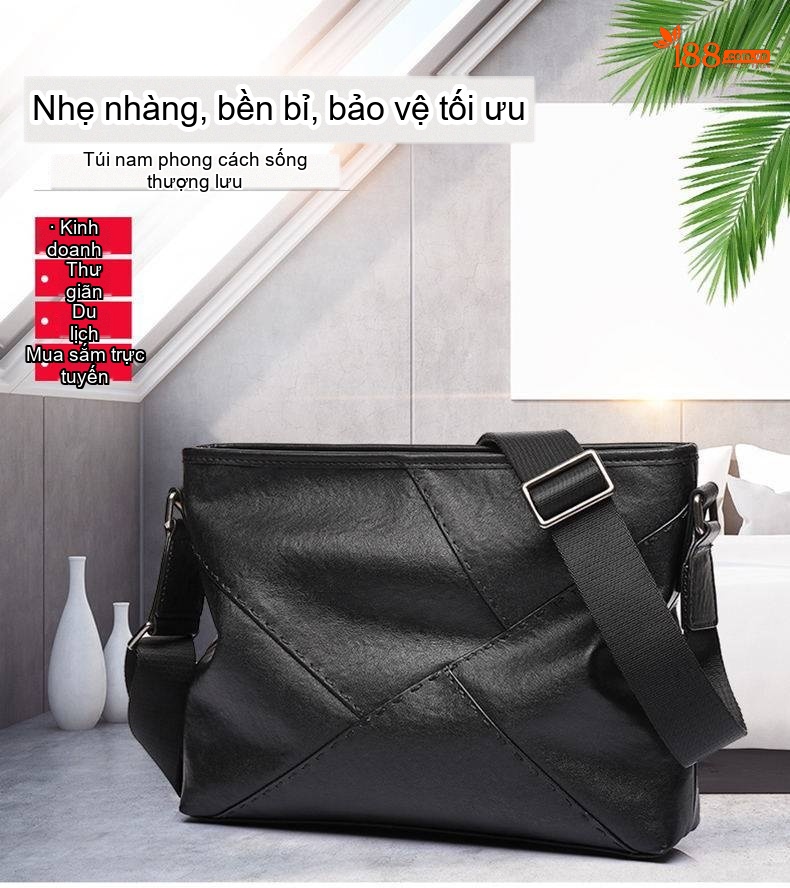 Túi đeo chéo nam da thật sức chứa lớn phong cách thể thao chi tiết 1