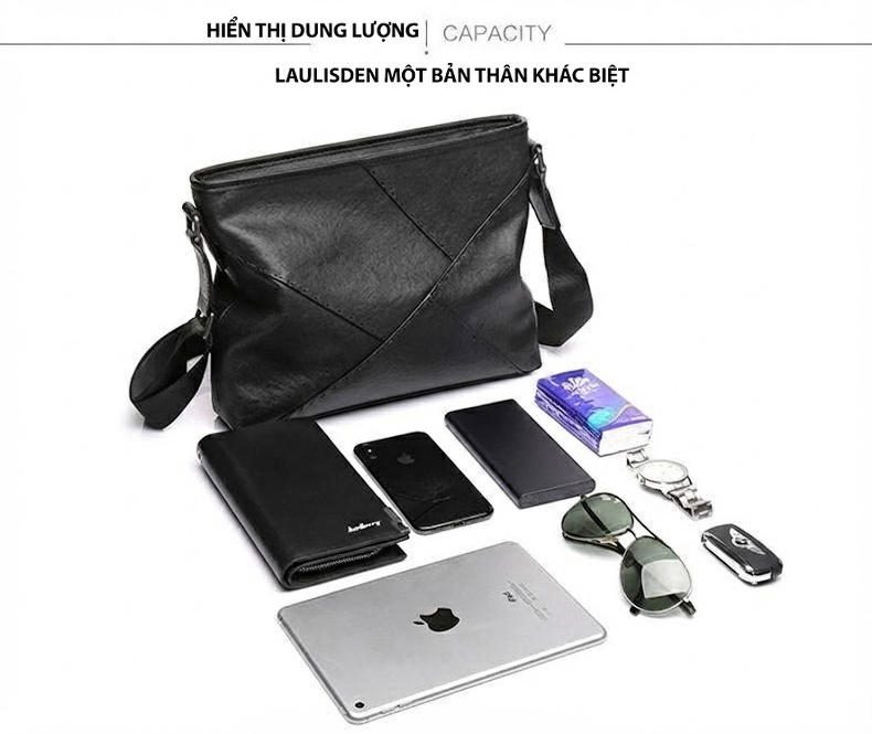 Túi đeo chéo nam da thật sức chứa lớn phong cách thể thao chi tiết 11