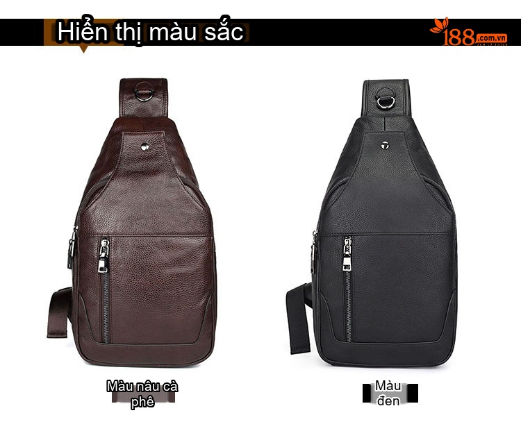 Túi Đeo Chéo Nam Da Thật Thời Trang, Đơn Giản, Dung Tích Lớn Màu Đen chi tiết 11