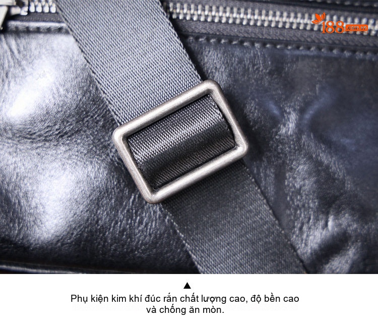 Túi Đeo Chéo Nam Da Thật Thủ Công Đựng Điện Thoại Màu Đen chi tiết 13
