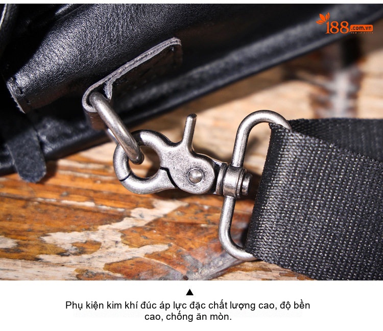 Túi Đeo Chéo Nam Da Thật Thủ Công Khóa Cài Phong Cách Thời Trang Màu Đen chi tiết 11