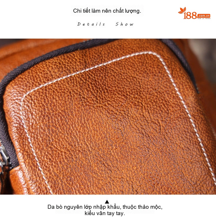 Túi Đeo Chéo Nam Da Thật Thủ Công Mini Đơn Giản Thời Trang chi tiết 3