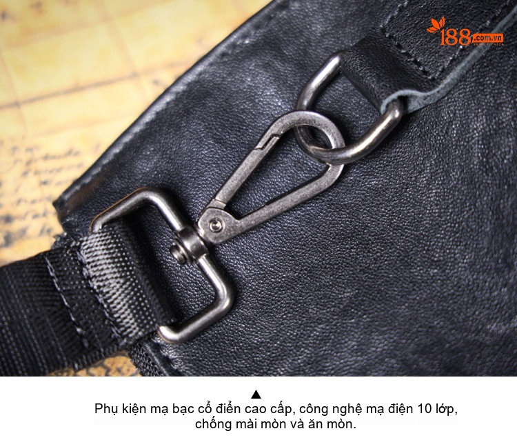 Túi Đeo Chéo Nam Da Thật Thủ Công Mini Đựng Điện Thoại Màu Đen, Nâu chi tiết 14