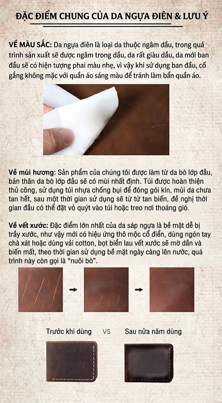 Túi Đeo Chéo Nam Da Thật Thủ Công Phong Cách Retro Màu Nâu Đậm chi tiết 24