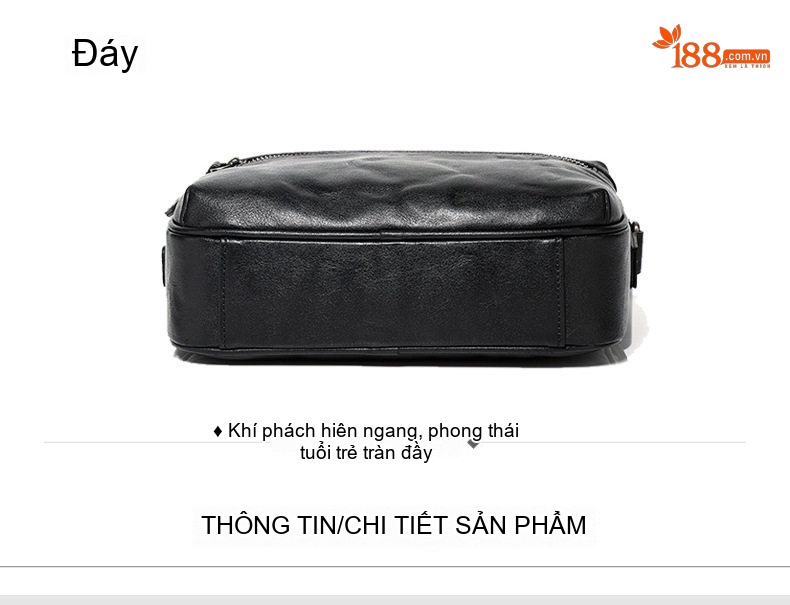 Túi Đeo Chéo Nam Da Thật Vân Tay Phong Cách Retro Màu Đen chi tiết 22