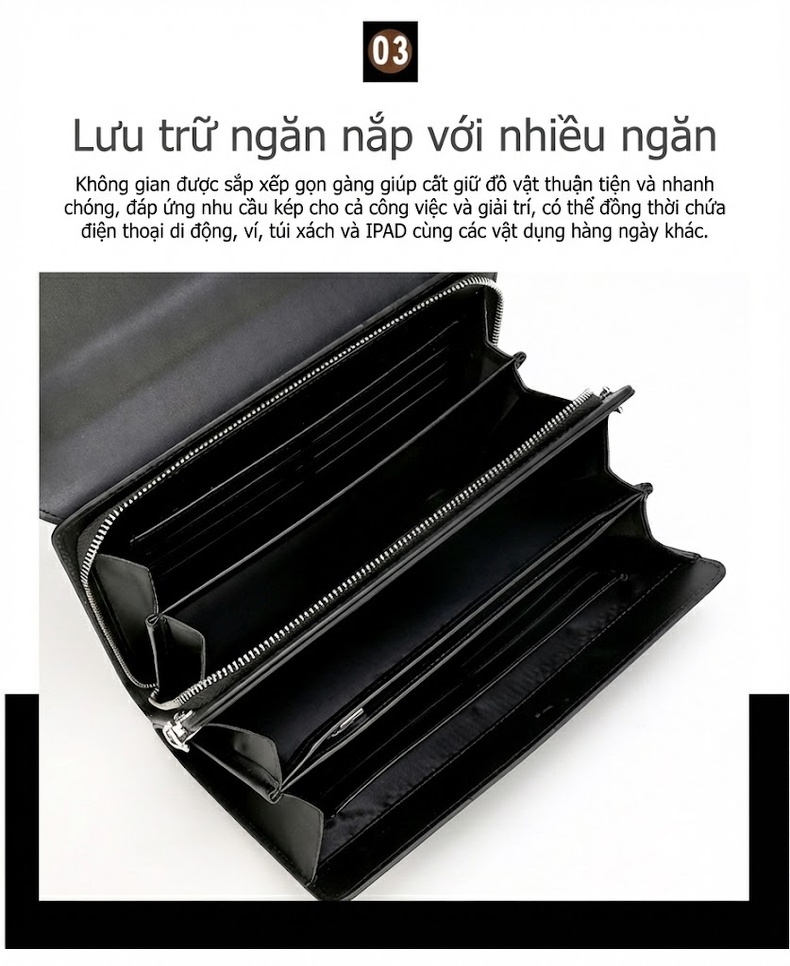 Túi Đeo Chéo Nam Nữ Công Sở Da Bóng Chống Trộm Khóa Mật Mã Màu Đen, Nâu chi tiết 8