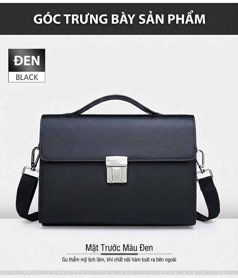 Túi Đeo Chéo Nam Nữ Công Sở Da Bóng Chống Trộm Khóa Mật Mã Màu Đen, Nâu chi tiết 20