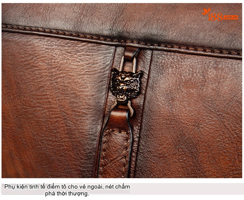 Túi Đeo Chéo Nam Nữ Da Bò Vintage Đựng Ipad Màu Nâu, Đen, Đỏ chi tiết 13