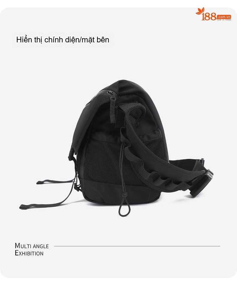 Túi Đeo Chéo Nam/Nữ Đa Năng Chống Thấm Nước Phong Cách Tối Giản Màu Đen chi tiết 23