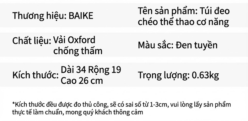 Túi Đeo Chéo Nam/Nữ Đa Năng Chống Thấm Nước Phong Cách Tối Giản Màu Đen chi tiết 7