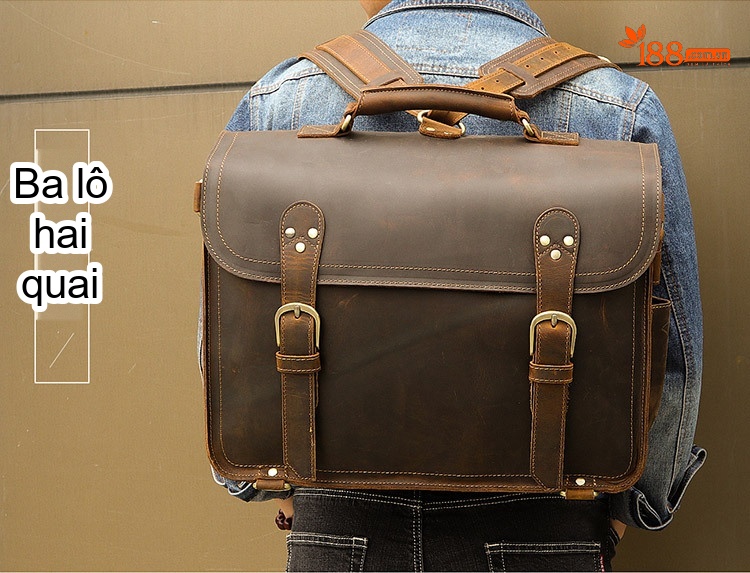 Túi Đeo Chéo Nam Nữ Da Thật Phong Cách Retro Đựng Laptop chi tiết 4