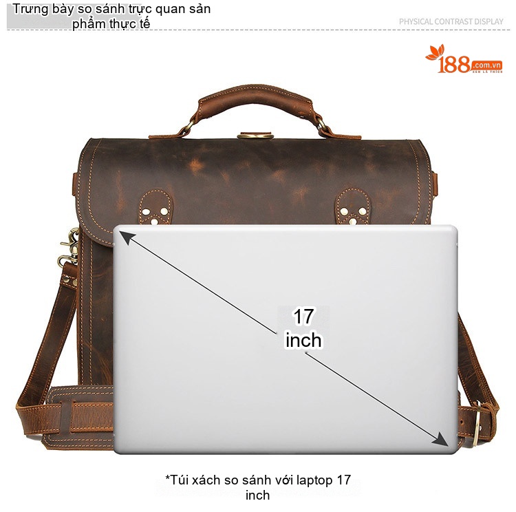 Túi Đeo Chéo Nam Nữ Da Thật Phong Cách Retro Đựng Laptop chi tiết 7