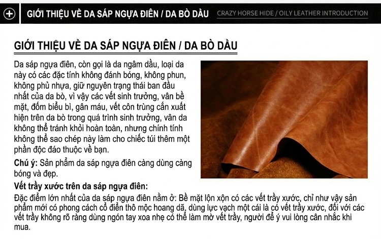 Túi Đeo Chéo Nam Nữ Da Thật Phong Cách Vintage Màu Nâu chi tiết 1