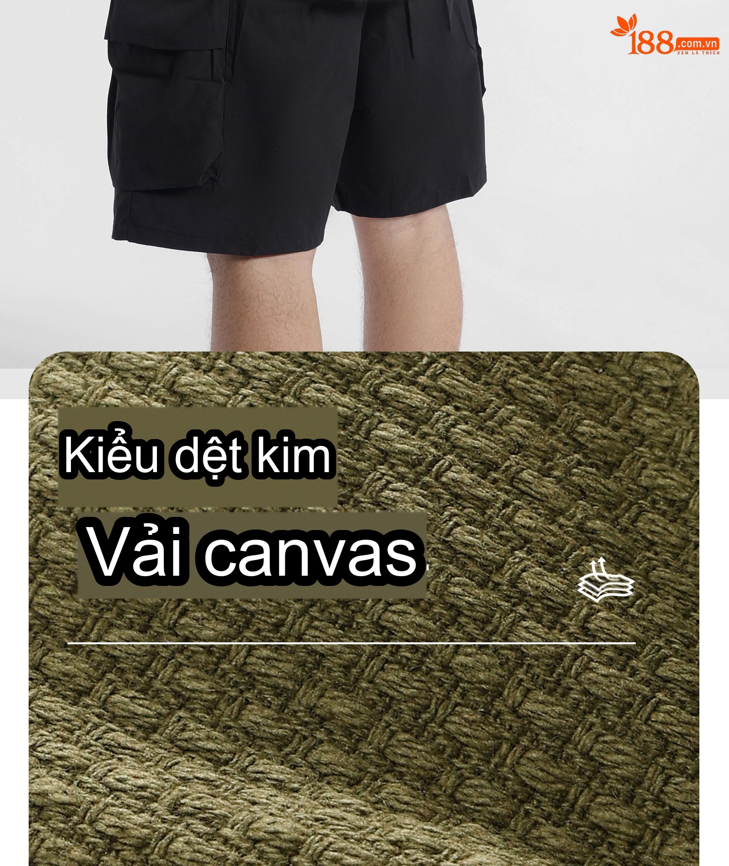 Túi Đeo Chéo Nam/Nữ Vải Dệt Kiểu Dáng Vuông Nhỏ Màu Xanh Olive, Kem chi tiết 2
