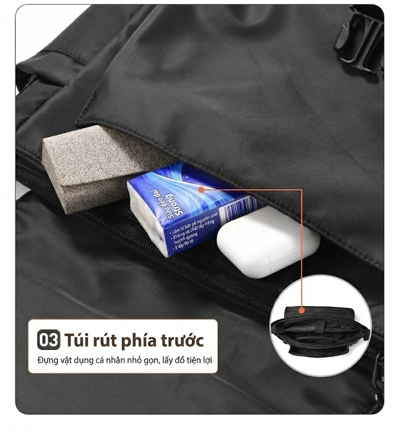 Túi Đeo Chéo Nam Nữ Vải Dù Phong Cách Nhật Bản, Túi Messenger Đựng Laptop, Túi Du Lịch, Túi Tote Đa Năng - Màu Đen chi tiết 16