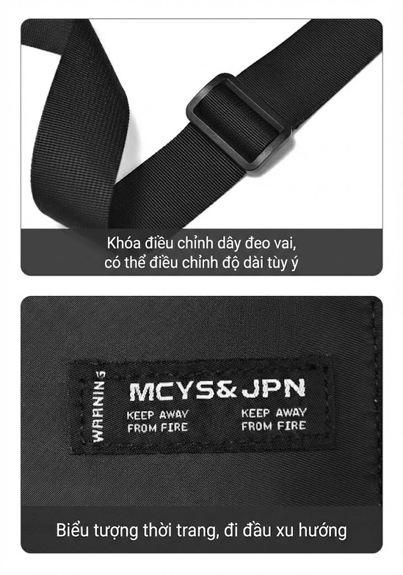 Túi Đeo Chéo Nam Nữ Vải Dù Phong Cách Nhật Bản, Túi Messenger Đựng Laptop, Túi Du Lịch, Túi Tote Đa Năng - Màu Đen chi tiết 18