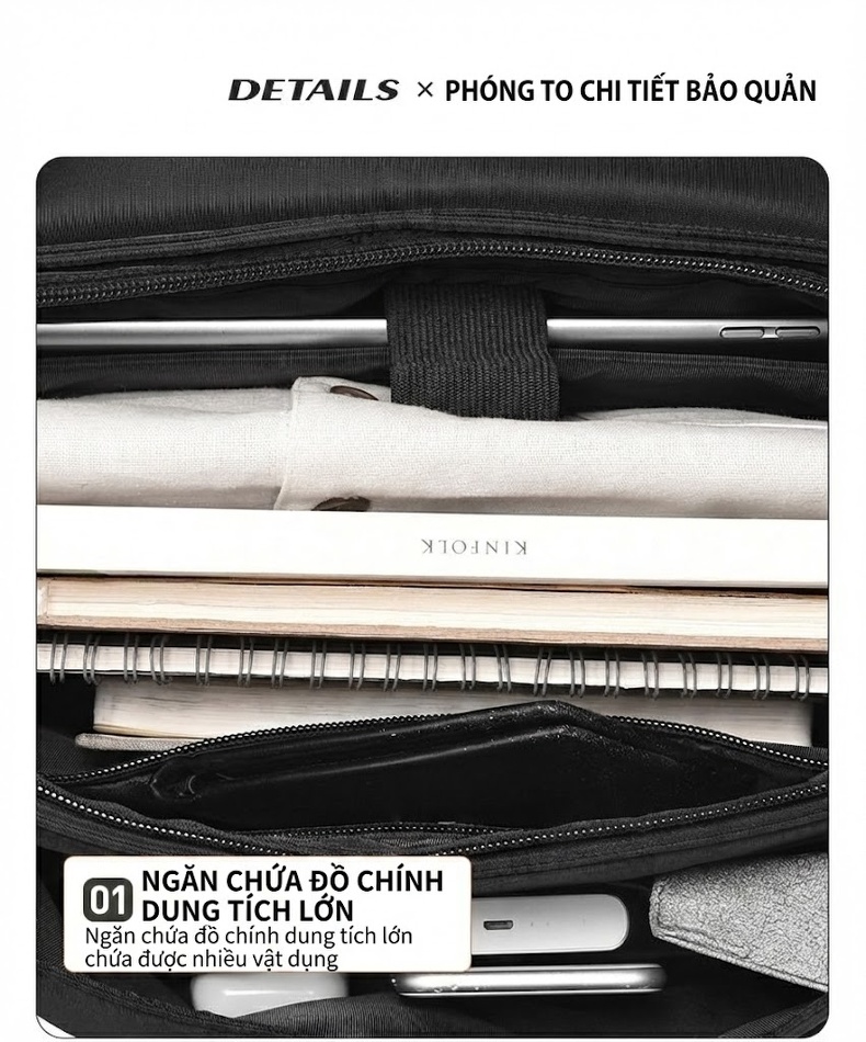 Túi Đeo Chéo Nam Nữ Vải Dù Phong Cách Nhật Bản, Túi Messenger Đựng Laptop, Túi Du Lịch, Túi Tote Đa Năng - Màu Đen chi tiết 14