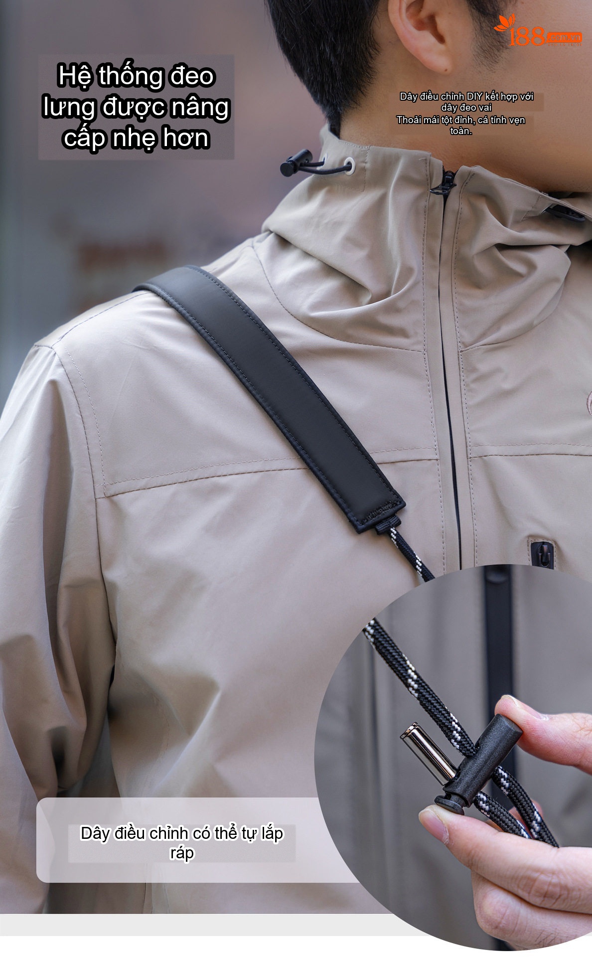 Túi Đeo Chéo Nam OSOCE Vải Chống Thấm Nước Phong Cách Casual Màu Đen, Xám chi tiết 9